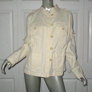 SUNDANCE Pale Yellow Denim Utility Jacket/Pockets & Epaulettes